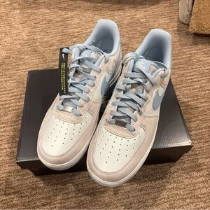 Nike Air Force 1 '07 LV8 Shoes Light Bone Lt Armory Blue FQ8714-005 Men's 10